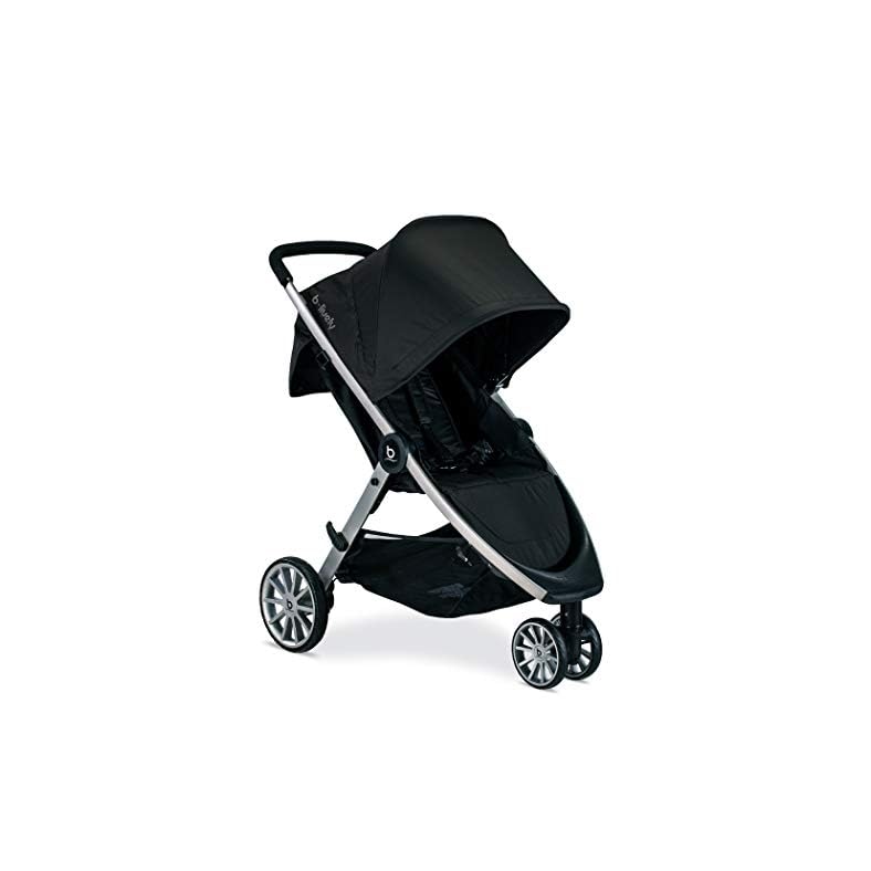 Britax B-Lively Lightweight Stroller, Raven – One Hand Fold, Large UV50+ Canopy, All Wheel Suspension