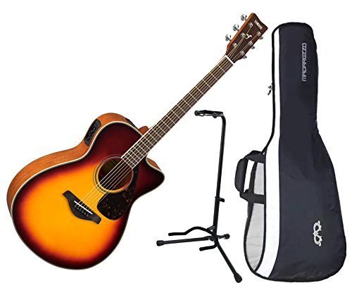 Yamaha FSX820C BS Cutaway Brown Sunburst Solid Sitka Top Acoustic Electric Guitar w/ Gig Bag and Stand