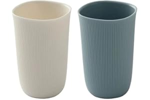 RabyLeo Household Large-Capacity Mouthwash Cup (360ml) - Couples' Washing Creative Simple Stripe Toothbrush Cup (Blue & White)