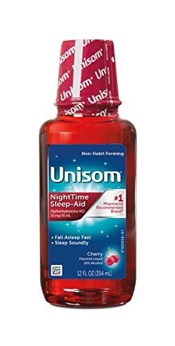 Unisom Nighttime Sleep-Aid, 50 mg Diphenhydramine HCI, Cherry-Flavored Liquid, 12 Ounce Bottle