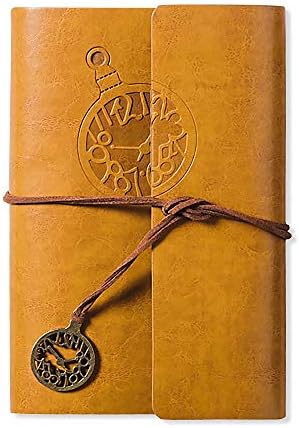 Lvcky Vintage Clock Diary Leather Notebook Embossed Journal Hardback For School Birthday Gift Girls Yellow（Yellow ）