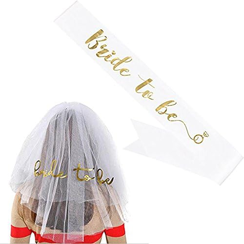 Bride To Be Sash &amp; Shoulder Length Veil Set,Bachelorette Party Bridal Shower Hen Party Accessories Supplies&amp;Favors, Bride To Be Decorations Kit