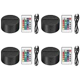 EEEKit 4 Pack 3D Night LED Light Lamp Base + Remote control + USB Cable Adjustable 7 Colors Decoration de la maison Decorative lights for bedroom child room living room bar shop cafe restaurant office