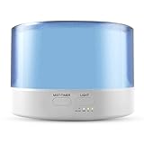 Remote Control 500ml Essential Oil Diffuser Aromatherapy Ultrasonic Cool Mist Humidifier 7 Color Lights Changing Auto Shut-off Function