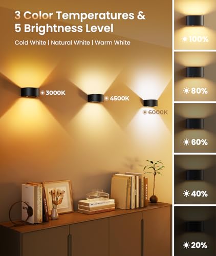 Tobeape Motion Sensor Wall Sconce with Remote, 5000mAh Battery Operated Rechargeable Wall Light Night Light with 3 Color Temps, Wireless LED Wall Mounted Lamp Indoor for Living Room Bedroom Bedside