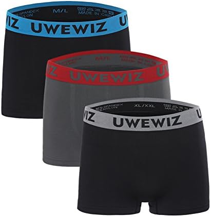 UWEWIZ Mens boxer briefs pack with Extra-Comfortable U-Shaped Pouch | Seamless, Breathable &amp; Tagless Men’s Underwear (3 Pack) (XL/XXL, Blue,Grey,Red)