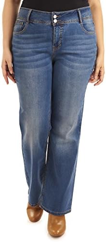 Angels Jeans Women's Plus Size Curvy Bootcut Jean, Baltic, 20W