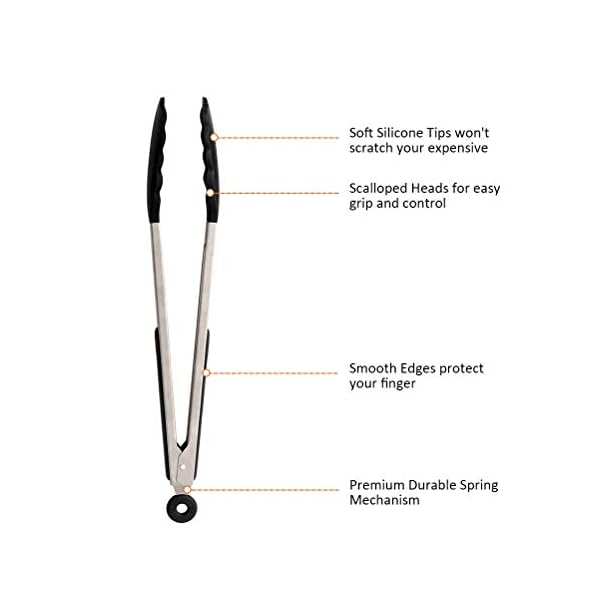Cooking-Tongs-Set-of-3-Stainless-Steel-Kitchen-Tongs-with-Silicone-Tips-Including-12-Spatula-Tong-for-Easy-Turning-and-2-Basic-Food-Tongs9-12-for-BBQ-Salad-Grilling-Serving-Black Kitchen Tongs 9”+12”, Cooking Tongs with Stainless Steel, Silicone Tongs for Serving, Nonstick Food Tongs Set of 3
