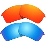 2 Pairs Polarized Lenses Replacement Fire Red &amp; Blue for Oakley Bottle Rocket Sunglasses