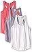 Clementine Apparel Women's Ideal Racerback Tank (Pack of 3), Hot Pink/Heather Grey/White, Large
