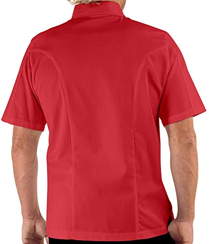 Men's Traditional Chef Coat with Knotted Cloth Buttons (XS-3X, 3 Colors) (X-Large, True Red)