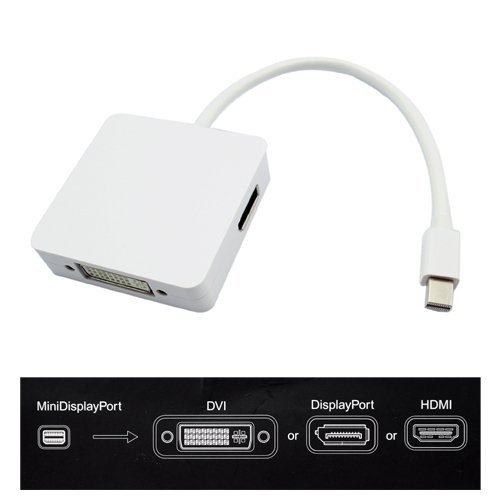 3 in 1 Mini DisplayPort to HDMI DVI DisplayPort Cable Adapter for Apple MacBook MacBook Pro MacBook Air