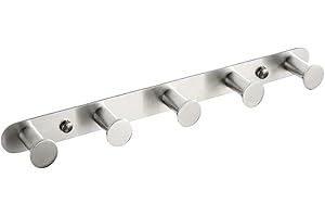 Stainless Steel Hooks Bathroom Accessories Wall Mounted Round Robe Hook 3-8(Brushed 5 Hooks)