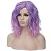 Mildiso Purple Wigs for Women: Short Curly Wavy Bob Lavender Purple Synthetic Wig with Caps for Daily & Party Use - M004PP