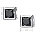 S925 Sterling Silver Stud CZ Earrings for Men Women (Black)
