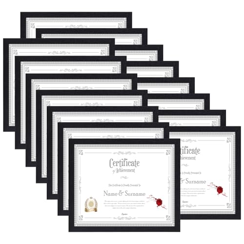 HORLIMER 8.5 x 11 Picture Frame Set of 15, Black Photo Frames 8.5 by 11 for Certificate Diploma Document, Wall Hanging or Tabletop Display