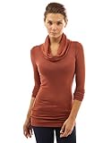 PattyBoutik Women's Cowl Neck Tunic Knit Top (Rust S)