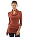 PattyBoutik Women's Cowl Neck Tunic Knit Top (Rust S)