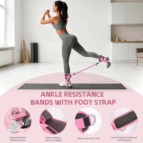 Set of Resistance Bands, Elastic Bands for Pedal and Handles, Ankle Pulleys Gym, Elastic Bands for Figure 8, Fitness Elastic Band for Abs at Home