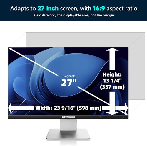 Protescreen Widescreen Computer 27 Inch Privacy Filter, Removable Screen Protector Film, Anti-Spy Blue Light Anti-Spy Coating for PC & Monitor 27 Inch 16:9