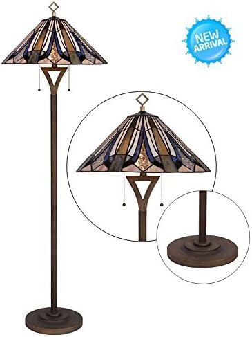 Tiffany Style Floor Lamp 63 Inch Height 2-Light 20 Inch Shade Wilsons Lighting Parma Series Home & Office Decor Collection Model WLF203849