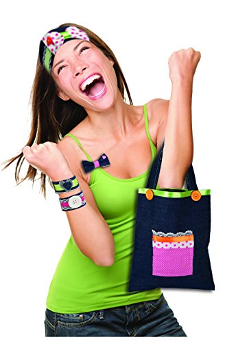 AMAV Fashion Time The Little Seamstress Denim Creations Craft Educational Sewing Kit - DIY Make Your Own Fashion, Sewing Machine Set for Girls