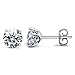 CZ Stud Earrings 18K White Gold Plated Sterling Silver Simulated Diamond Round Cubic Zirconia Ear Studs