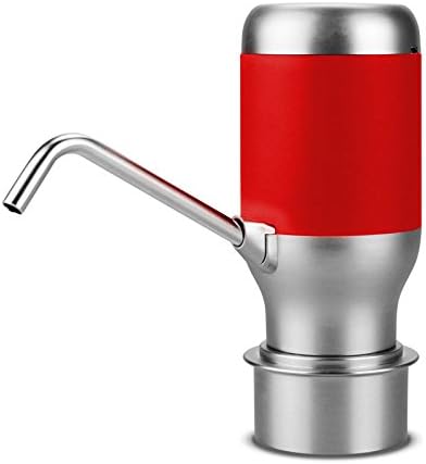JINGHUu Drinking Water Pump Electric Dispenser 5 Gallon Bottle Desk Top Powerful Rotational Portable for Home Kitchen Office Use with Switch and Power Adapter Rechargeable Battery (Red)