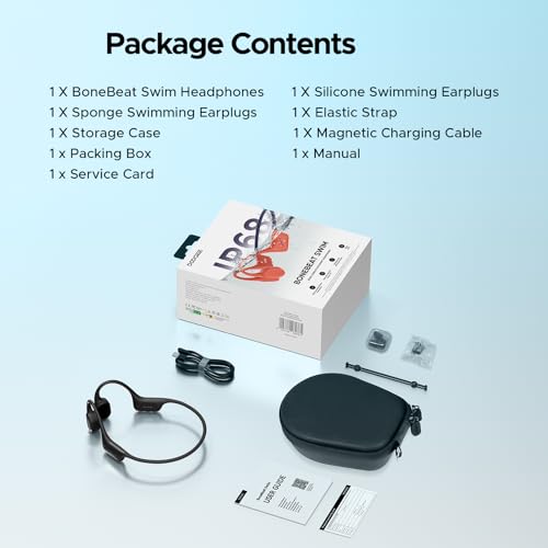 Luzglo Bone Conduction Headphones IP68 Waterproof Headphones for Swimming, Underwater Swimming Earbuds Silicone Bluetooth 5.4 Open-Ear 32GB MP3 for Running Cycling(BLACK)