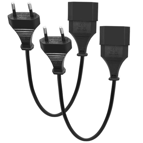 LANMINGLEL European Plug Extension Cable with Flat European Plug, 2 x 0.75 mm², 2.5 A, 250 V, for TV, Computer, Monitor, Projector, Appliances (2 Pieces)