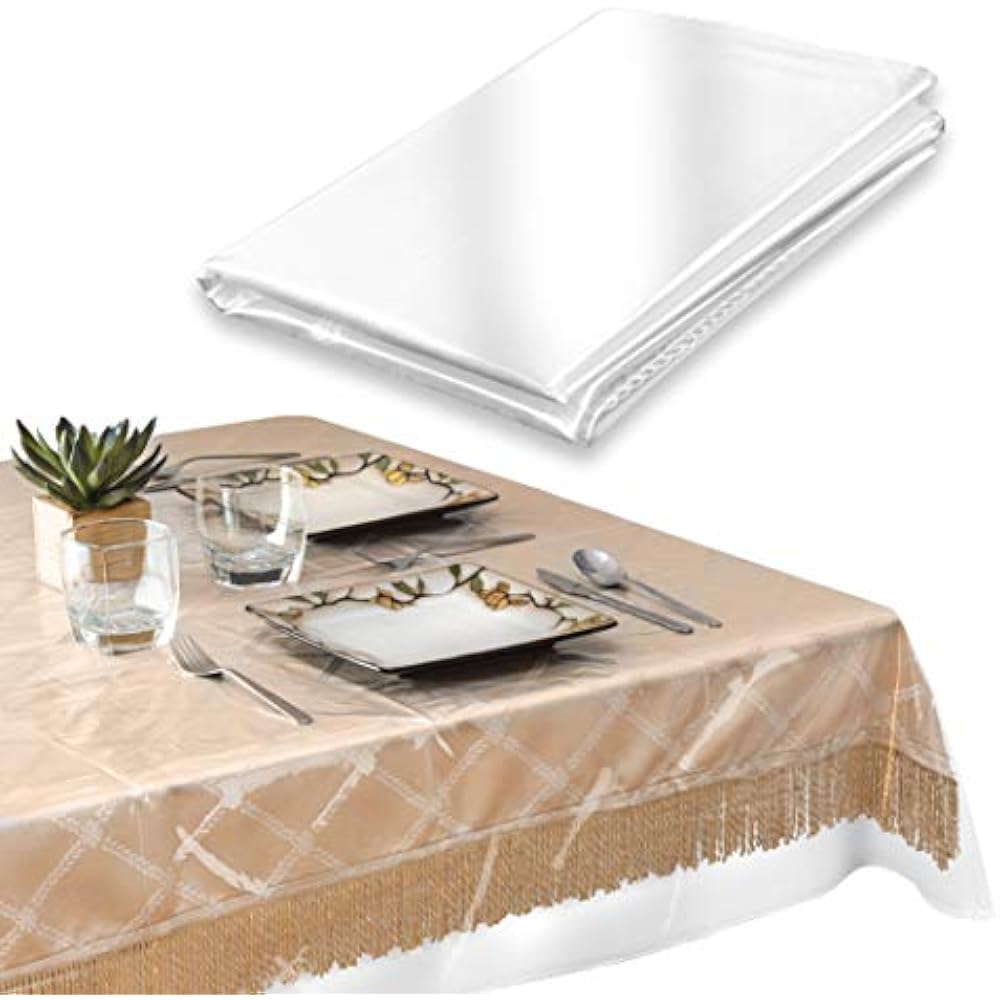 Deluxe Super Clear Heavy Duty Wide Tablecloth Protector, Oblong 70" X