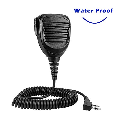 Shoulder Mic Waterproof Handheld Speaking Microphone 2 Pin Radio Mic with PTT for Sanzuco,Baofung Kenwood TYT HYT 2 Way Radio Retevis, Walkie Talkie Speaker Mic (1 Pack)