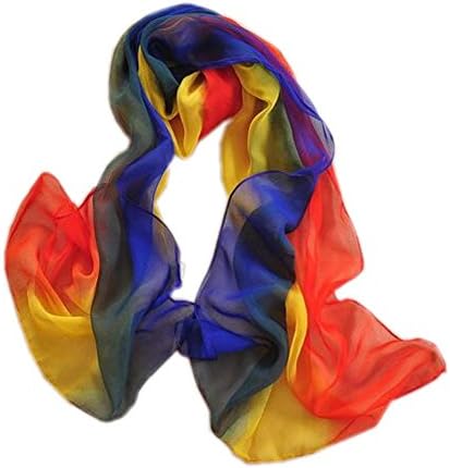 Beach Wrap Soft Long Sunscreen Shawl Rainbow Gradient Color Chiffon Scarf