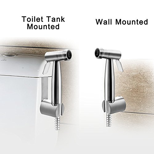 Vataler Adjustable Trigger Handheld Bidet Toilet Sprayer Kit, Brushed Finished Baby Cloth Diaper Water Shattaf Kit & No Leakage 304 Stainless Steel Hose & Solid Brass T-Valve