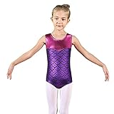 BAOHULU Girl's Spliced Diamond Gymnastics Sleeveless Tank Leotard 3-12 Years (6A(Recommended age 5-6Y), Purple)
