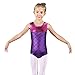 BAOHULU Girls Gymnastics Leotards Shiny Spliced Scale Dance Clothes 3-12 Years B148_Purple_6A