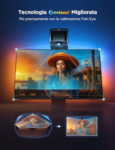 Govee LED TV Backlight 3 Lite with Fish-Eye Correction Function, Aplicable to 55-65 Inch TV, 3.6M RGBICW WiFi LED TV Lights with Camera, 4 Colors in 1 Lamp, Voice Control and APP