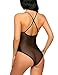 ADOME Women One Piece Lingerie Valentines Day Lace Fishnet Teddy Lace Bodysuits Mesh Babydoll Black S