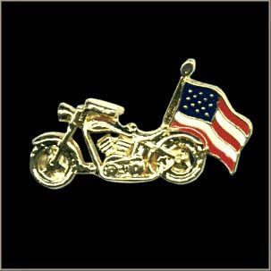 All American Gremlin Bells MC USA Flag Biker Pin