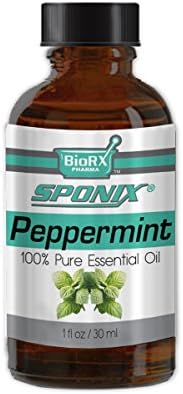 Aromatherapy Sponix Peppermint Essential Oil - High Quality Therapeutic Grade Oil - Includes FREE Pipette, Mini Funnel and Avocado Cream - 100% Pure and Natural - 1 OZ