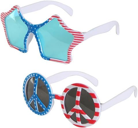 Novelty Patriotic Sunglasses, 2 Pair (Star, Peace)