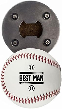 Baseball Bottle Opener Groomsman Groomsmen Printed Gift for The Best Man Personalized Baseball- Official Size-Custom Wedding Proposal Gift Ring Bearer Officiant Magnetic Cap Catcher
