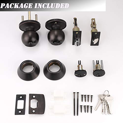 (2 Set) knobelite Keyed Alike Entry Door Knobs and Double Cylinder