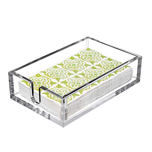 CY craft Acrylic Guest Towel Napkin Holder,Clear Bathroom Paper Hand Towels Storage Tray Modern Buffet Napkin Caddy,Fancy Flat Napkin Holders For Kitchen or Dining Room,9x5.5x2.5 Inch,Pack of 1 - Thumbnail 4