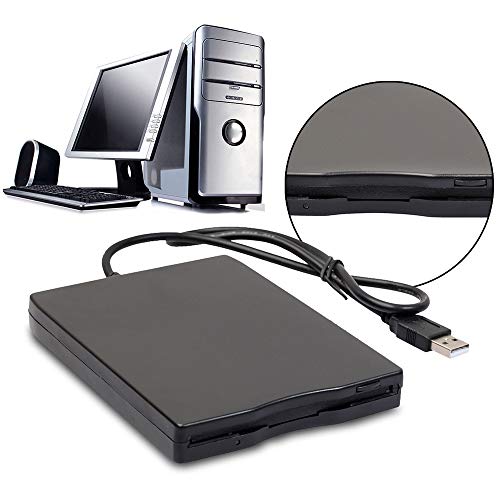 Usee 3.5" USB Floppy Disk 1.44MB External FDD Floppy Disk Drive Portable USB Floppy Disk Reader for PC MAC Windows (Black) - Thumbnail 2