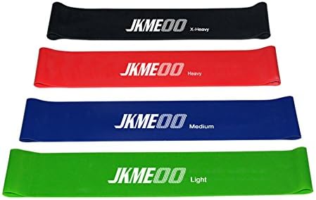 JKMEOO Exercise Resistance Loop Bands - Set of 4 - Workout Exercise Bands - Best for Physical Therapy, Stretching and Home Gym Yoga Fitness