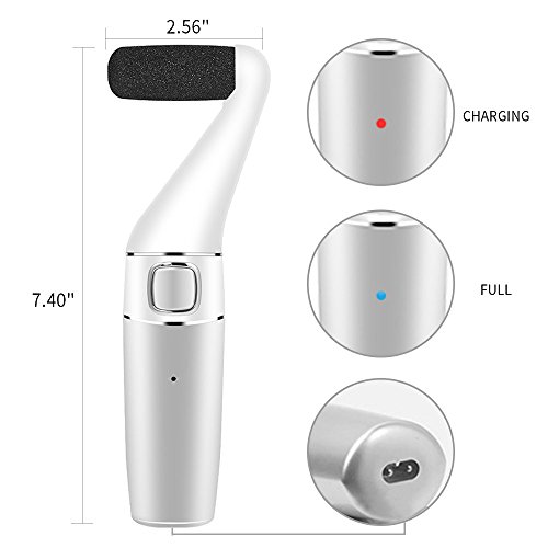 Electronic Pedicure Foot Files Electric Callus Remover Rechargeable Heel Corn Removal Foot Care Tool To Remove Dry, Hard Skin With 3 Extra Roller Heads by Denicer（Silver） - Thumbnail 4