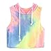 haoricu Women Vest, 2017 Women Fashion Rainbow Print Hooded Crop Sleeveless Short T Shirt Tops (Asian Size:S, Blue)