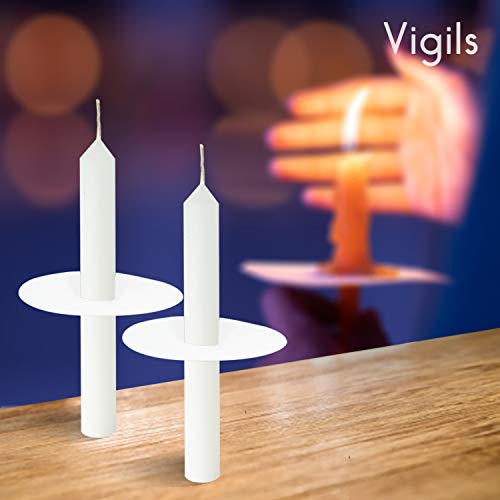 Simply Soson 252 Vigil Candles with Drip Protectors for Devotional Candlelight Vigil Service, Box of 252 Candles, Unscented White 5" H X 5/8" D | Unscented | No Smoke Code 2349