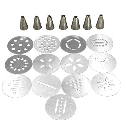 Cookie Press Stainless Steel Gun Kit 13 Cookie Pattern Discs Cake Cupcake Decorating 8 Icing Interchangeable Tips
